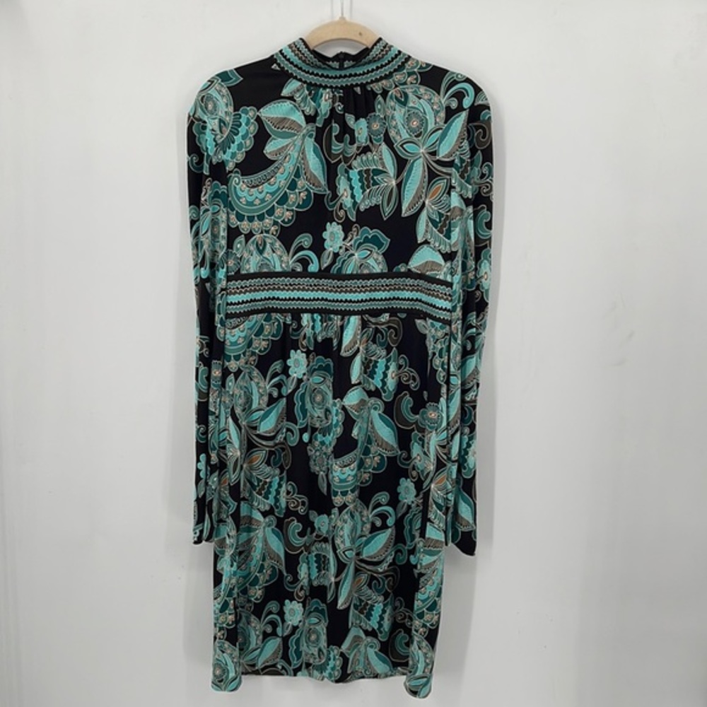 Trina Turk 100% Silk High Neck Paisley Floral Knee Length Women Medium Dress